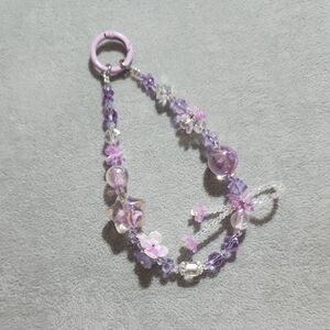 Elegant Purple Crystal Beaded Phone Bracelet/ Bag Charm